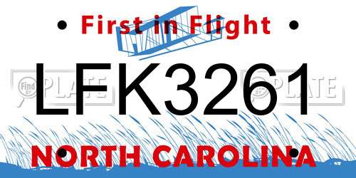 LFK3261 North Carolina License Plate