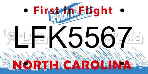 LFK5567 North Carolina License Plate