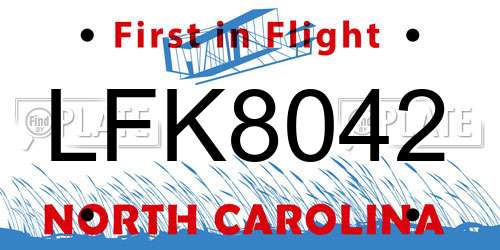 LFK8042 North Carolina License Plate