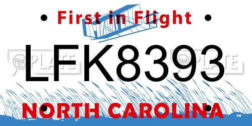 LFK8393 North Carolina License Plate