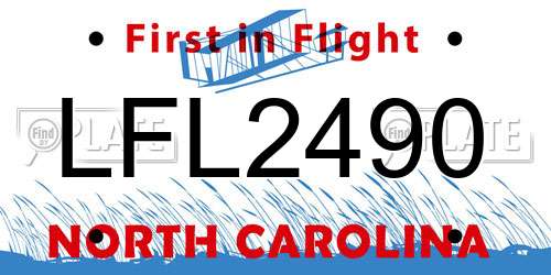 LFL2490 North Carolina License Plate