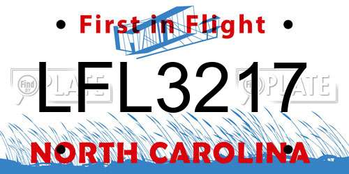 LFL3217 North Carolina License Plate