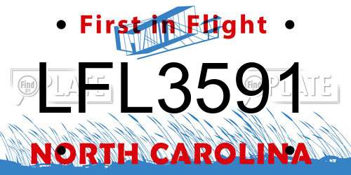 LFL3591 North Carolina License Plate