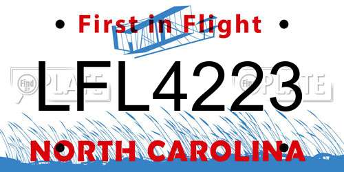 LFL4223 North Carolina License Plate