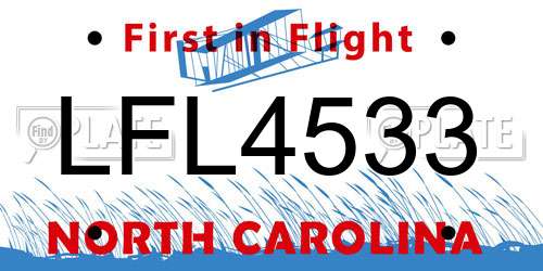 LFL4533 North Carolina License Plate