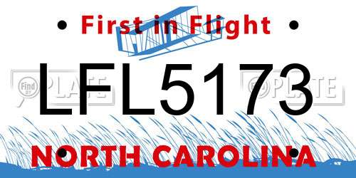 LFL5173 North Carolina License Plate