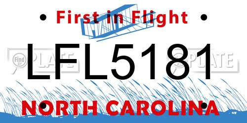 LFL5181 North Carolina License Plate