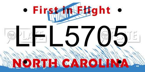 LFL5705 North Carolina License Plate