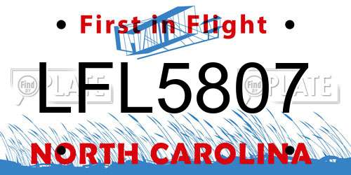 LFL5807 North Carolina License Plate