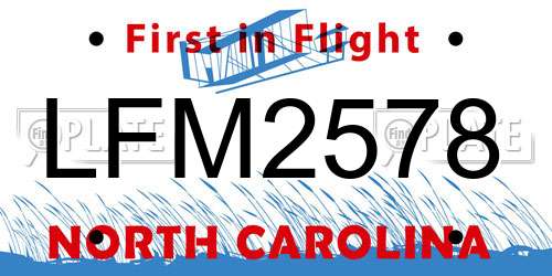LFM2578 North Carolina License Plate
