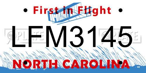 LFM3145 North Carolina License Plate