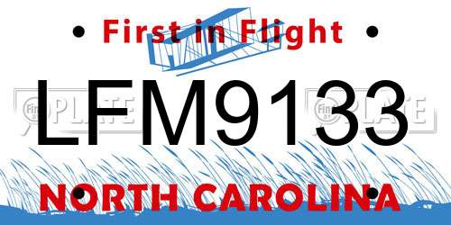 LFM9133 North Carolina License Plate