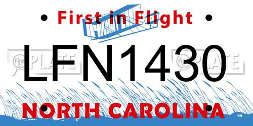 LFN1430 North Carolina License Plate