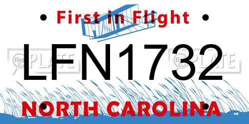 LFN1732 North Carolina License Plate