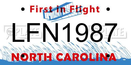 LFN1987 North Carolina License Plate
