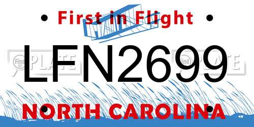 LFN2699 North Carolina License Plate