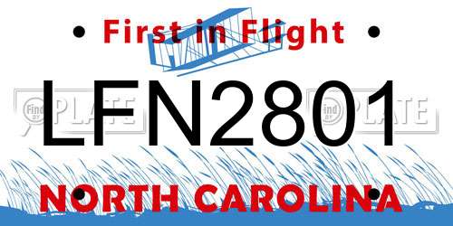 LFN2801 North Carolina License Plate