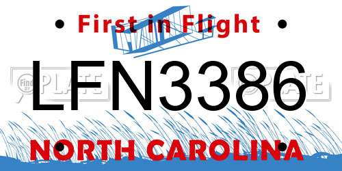 LFN3386 North Carolina License Plate
