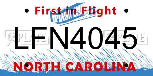 LFN4045 North Carolina License Plate