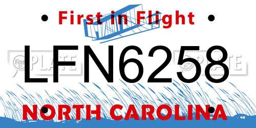 LFN6258 North Carolina License Plate