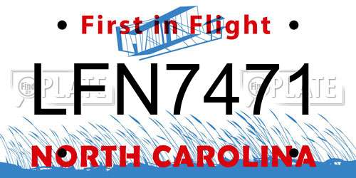 LFN7471 North Carolina License Plate