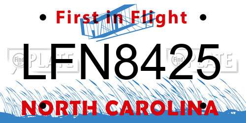 LFN8425 North Carolina License Plate