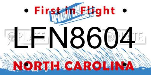 LFN8604 North Carolina License Plate