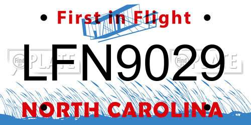 LFN9029 North Carolina License Plate