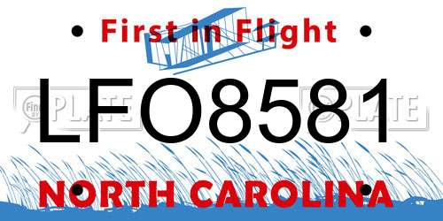 LFO8581 North Carolina License Plate