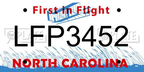 LFP3452 North Carolina License Plate
