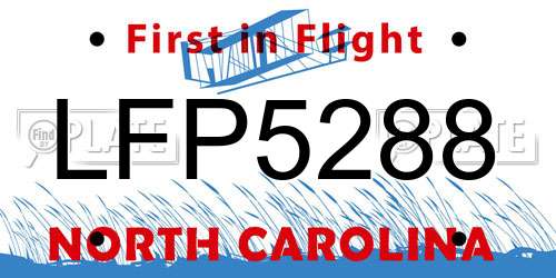 LFP5288 North Carolina License Plate