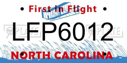 LFP6012 North Carolina License Plate