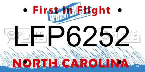 LFP6252 North Carolina License Plate