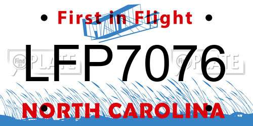 LFP7076 North Carolina License Plate