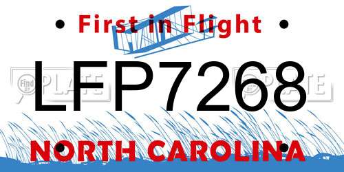 LFP7268 North Carolina License Plate