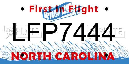 LFP7444 North Carolina License Plate