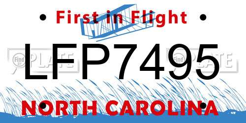LFP7495 North Carolina License Plate