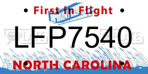 LFP7540 North Carolina License Plate