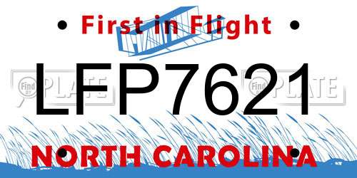 LFP7621 North Carolina License Plate