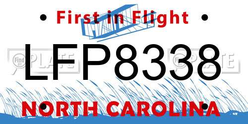 LFP8338 North Carolina License Plate