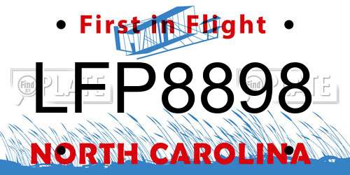 LFP8898 North Carolina License Plate