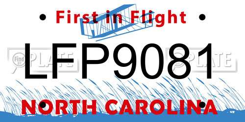 LFP9081 North Carolina License Plate