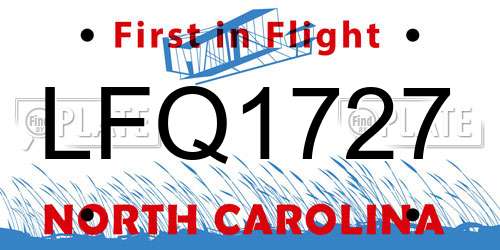 LFQ1727 North Carolina License Plate