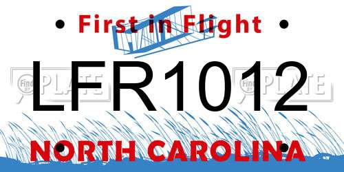 LFR1012 North Carolina License Plate