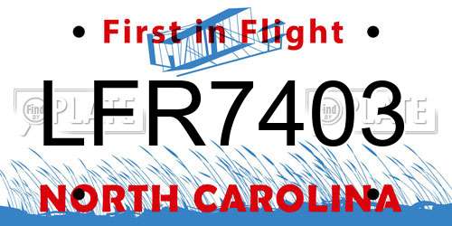 LFR7403 North Carolina License Plate