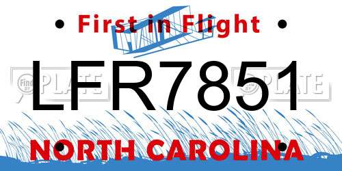 LFR7851 North Carolina License Plate