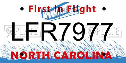 LFR7977 North Carolina License Plate