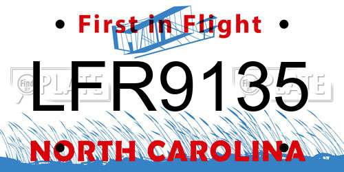 LFR9135 North Carolina License Plate