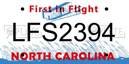 LFS2394 North Carolina License Plate