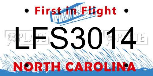 LFS3014 North Carolina License Plate